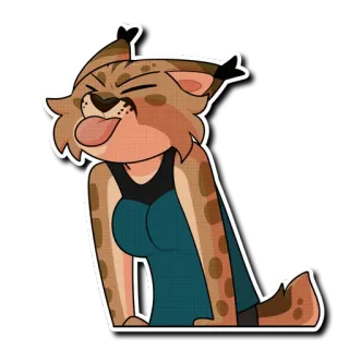 😝 наклейка, мультфильм, животное, кот, рысь, язык telegram sticker