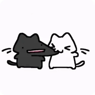 😈 cats, animals, cute, black cat, white cat, friendship, cartoon, kawaii telegram sticker