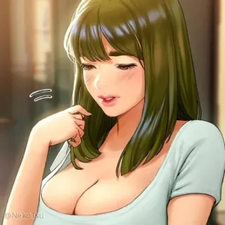 😇 Anime, Fille, Femme, Décolleté telegram sticker
