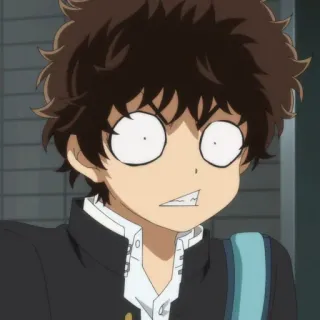 🙂 アニメ, 漫画, 怖い, ショック, 表情, 少年, 制服 whatsapp sticker