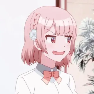 😅 anime, cô gái, dễ thương, tóc hồng, tức giận, biểu cảm telegram sticker