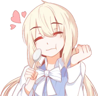 🥄 anime, cute, hearts, spoon, eating telegram sticker
