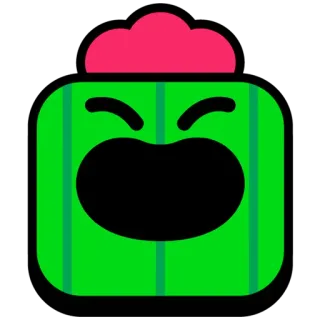 😃 cactus, visage, joyeux, vert, rouge, autocollant telegram sticker