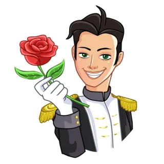 🌹 cartone animato, rosa, uomo, romantico, fiore, illustrazione telegram sticker