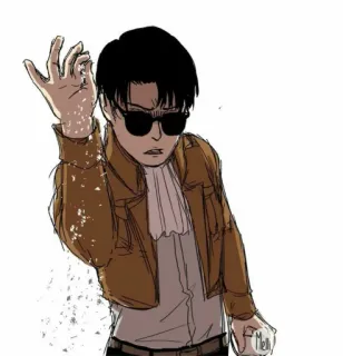 ☕️ Levi Ackerman Attack on Titan Anime, Levi Ackerman, L'Attaque des Titans, Salt Bae, Lunettes de soleil, Meme whatsapp sticker