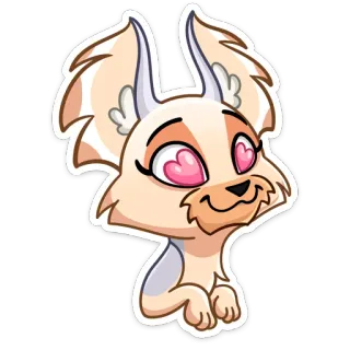 😍 animal, dibujos animados, amor, lindo, zorro fénec, ojos de corazón telegram sticker