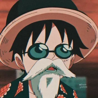 🌊 Monkey D. Luffy One Piece Anime, Pirat, Strohhut, Bart, Lustig telegram sticker