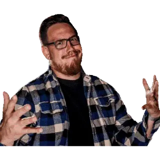 👊 Mann, Person, Brille, Bart, Casual, Flanell, Fröhlich whatsapp sticker