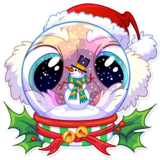 ☃ bola de nieve, muñeco de nieve, Navidad, invierno, fiesta, lindo, festivo telegram sticker