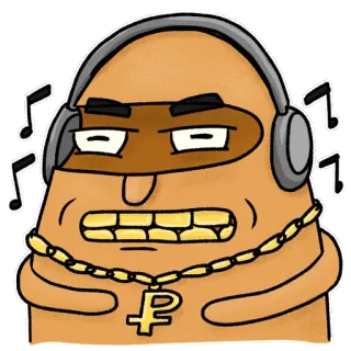 👂 cartoon, muziek, koptelefoon, ketting, personage telegram sticker