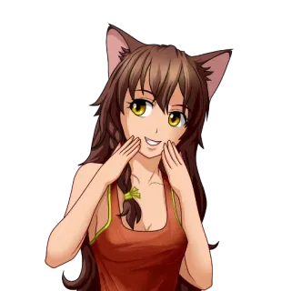 😸 anime, garota gato, fofa, sorriso, garota telegram sticker