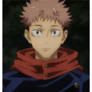 🎭 Yuji Itadori Jujutsu Kaisen Anime, Mangá, Feiticeiro, Cachecol vermelho, Menino telegram sticker