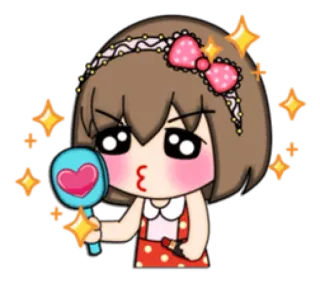 😚 cartoon, girl, kawaii, cute, heart, makeup, sparkles telegram sticker