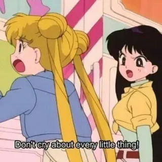 😑 Sailor Moon Don't cry about every little thing! Anime, Kartun, 90an, Sailor Moon, Persahabatan, Emosional whatsapp sticker
