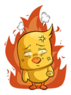 😡 enojado, dibujos animados, pato, fuego, molesto whatsapp sticker