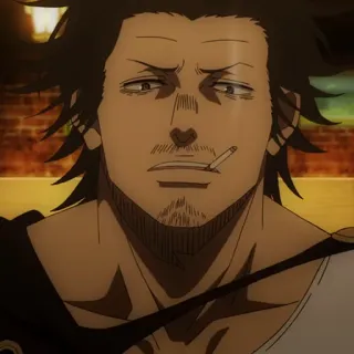 ☘️ Yami Sukehiro Black Clover Anime, Black Clover, Yami, Yami Sukehiro, Capitaine, Chevalier-mage, Cigarette, Fumer telegram sticker