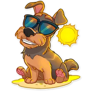 😎 หมา, พระอาทิตย์, แว่นกันแดด, สัตว์, การ์ตูน telegram sticker