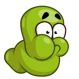 🤢 червь, зеленый, мультик, милый, персонаж telegram sticker