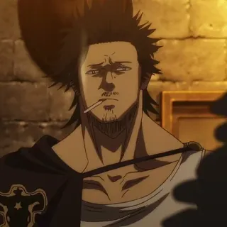☘️ Yami Sukehiro Black Clover Anime, Yami Sukehiro, Black Clover, Charakter, Rauchen, Zigarette whatsapp sticker