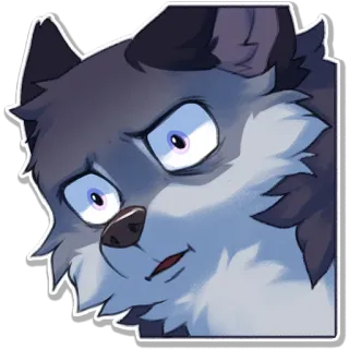 😬 หมาป่า, เฟอร์รี่, การ์ตูน, สัตว์, น่ารัก telegram sticker