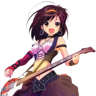 🎸 anime, girl, guitar, music, cute, cartoon, character, illustration telegram sticker