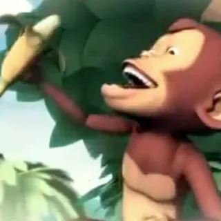 🐒 scimmia, banana, animale, cartone animato whatsapp sticker