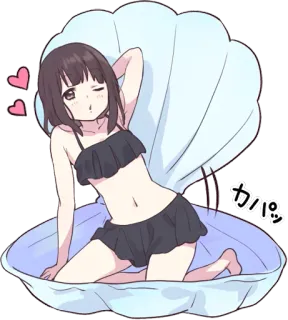 😘 カパッ anime, girl, shell, swimsuit telegram sticker