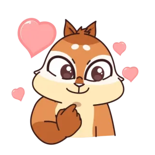 🥰 wiewiórka, zwierzę, kreskówka, miłość, serca telegram sticker