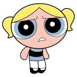 🤨 Bubbles The Powerpuff Girls cartone animato, ragazza, carina, bionda, animato telegram sticker