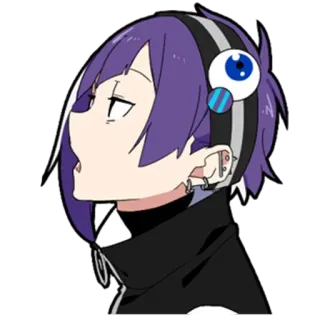 😒 аниме, фиолетовые волосы, аксессуар-глаз, мультфильм, персонаж, манга telegram sticker