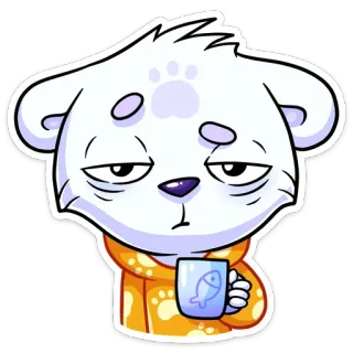 ☹️ niedźwiedź, kreskówka, naklejka, śpiący, słodki, zwierzę, ilustracja telegram sticker