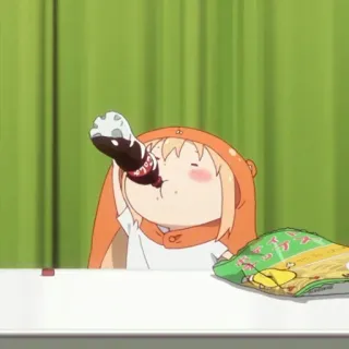 😙 Umaru Himouto! Umaru-chan Аниме, Персонаж, Умару, Мультфильм, Пьёт, Ленивый, Милый telegram sticker