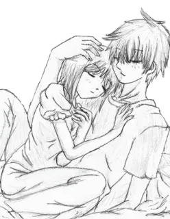 🈯 Anime, Paar, Schlafend, Umarmung, Liebe telegram sticker