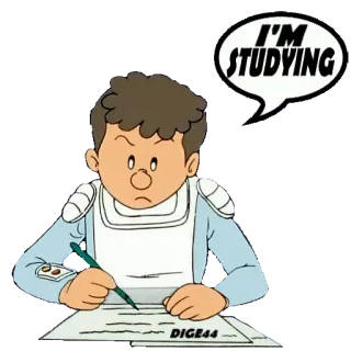 📓 I'M STUDYING studying, cartoon, student, serious, reading, school whatsapp sticker