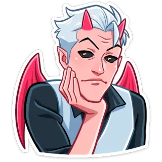 ☹️ demonio, cuernos, alas, dibujos animados, personaje, pegatina whatsapp sticker