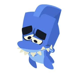 😔 tiburón, triste, azul, dibujos animados telegram sticker