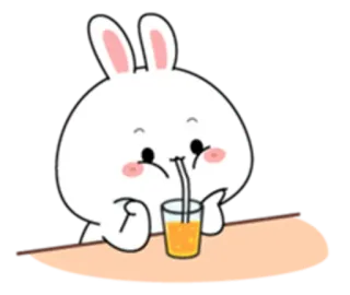 😜 rabbit, drinking, cartoon, animal, beverage, cute telegram sticker