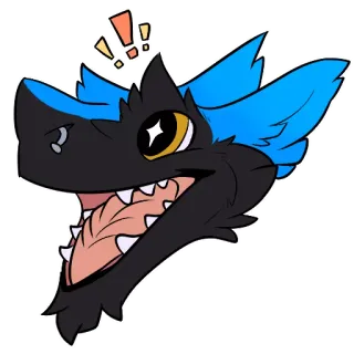 😁 Furry, Anthro, Tier, Cartoon, Schwarz, Blau, Süß, Emoji telegram sticker