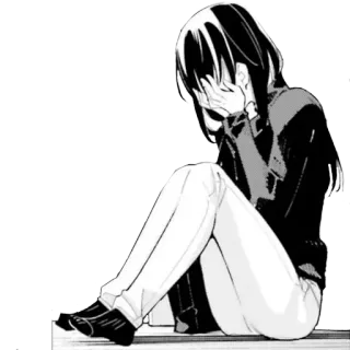 😥 anime, manga, llorando, triste, chica, emocional telegram sticker
