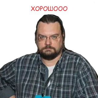 😄 ХОРОШОО mann, brille, russisch, text, person telegram sticker