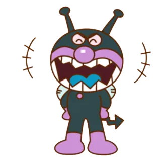 😂 Baikinman Anpanman Kartun, Penjahat, Anime, Iblis, Ungu, Marah telegram sticker