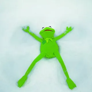 ❄️ Kermit 커밋, 개구리, 눈, 눈 천사, 머펫, 초록색 telegram sticker