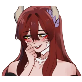 😳 สาวอนิเมะ, ปีศาจ, น่ารัก, ยิ้มมุมปาก telegram sticker