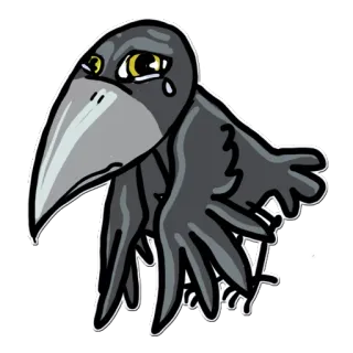 🥺 грустный, ворона, птица, слезы, плач telegram sticker