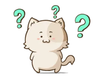 😳 kot, znak zapytania, zdezorientowany, kreskówka, naklejka, słodki telegram sticker