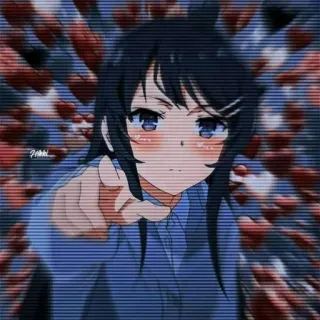 💘 Anime, Personagem, Garota, Apontando, Corações, Arte digital, Desenho animado, Estética telegram sticker