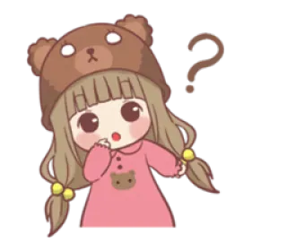❓ Desenho animado, Fofo, Pergunta, Menina, Urso, Confuso telegram sticker
