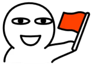 😀 Cartoon, Flagge, Minimalistisch, Strichmännchen, Red Flag telegram sticker