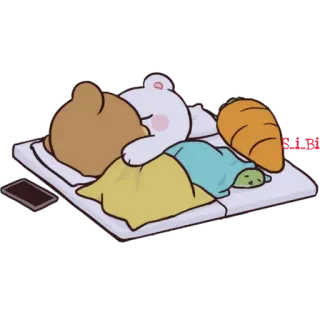 😴 S·L·L 熊, 卡通, 睡觉, 可爱, 动物, 枕头 telegram sticker