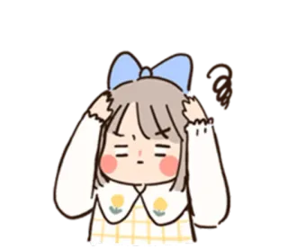 😡 kartun, stiker, gadis, imut, sakit kepala, bingung whatsapp sticker